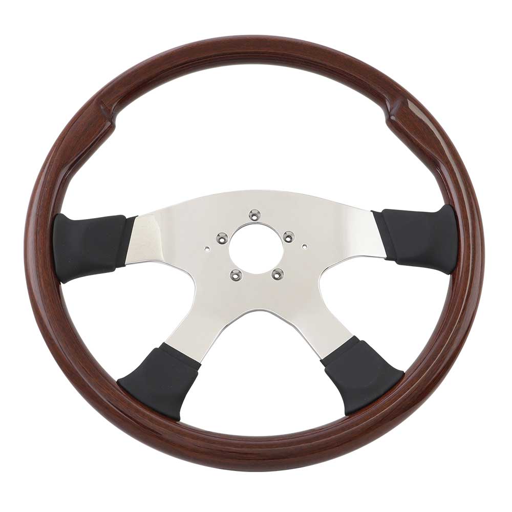 18" Milestone Mahogany and Leather4-Spoke Steering Wheel