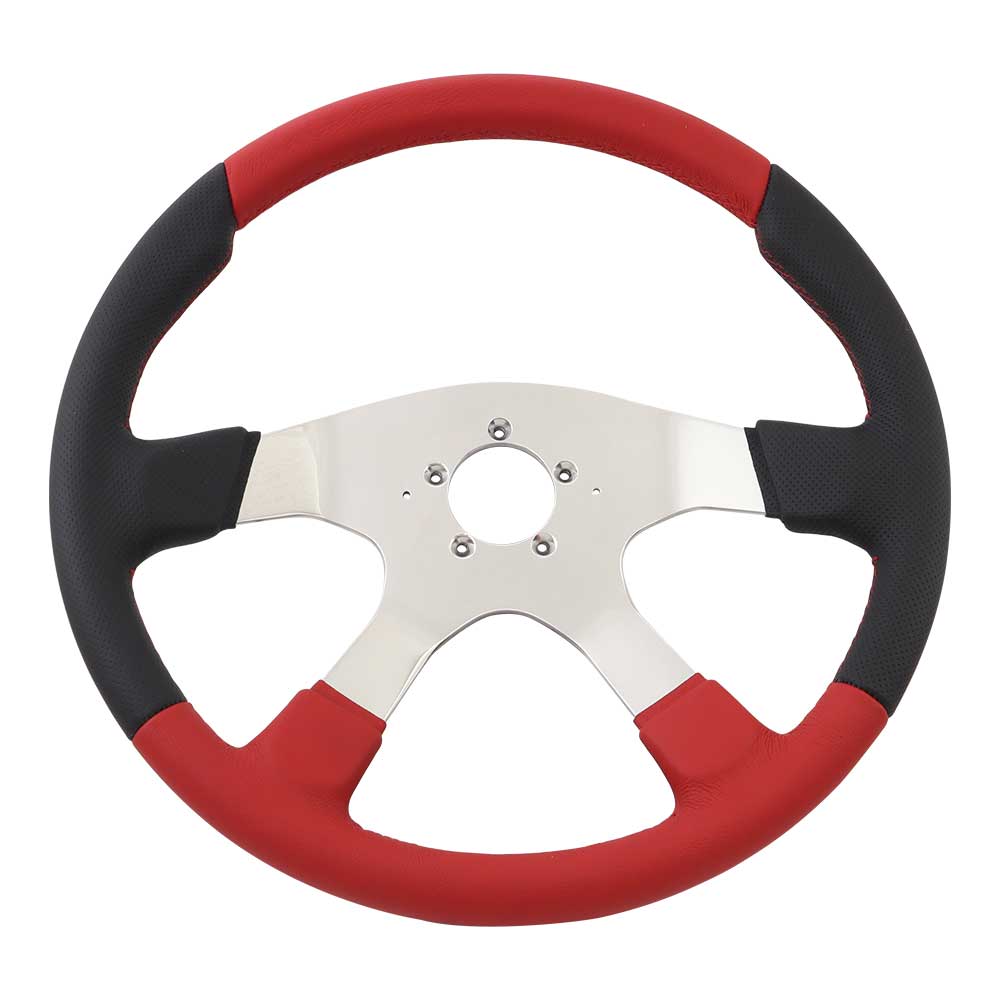 18" Leather Comfort Viper 4-Spoke Red Steering Wheel