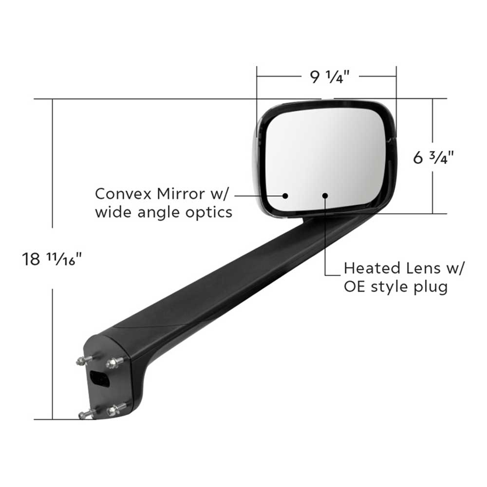 Freightliner Cascadia Chrome Heated Mirror with Sequential LED Turn Signal