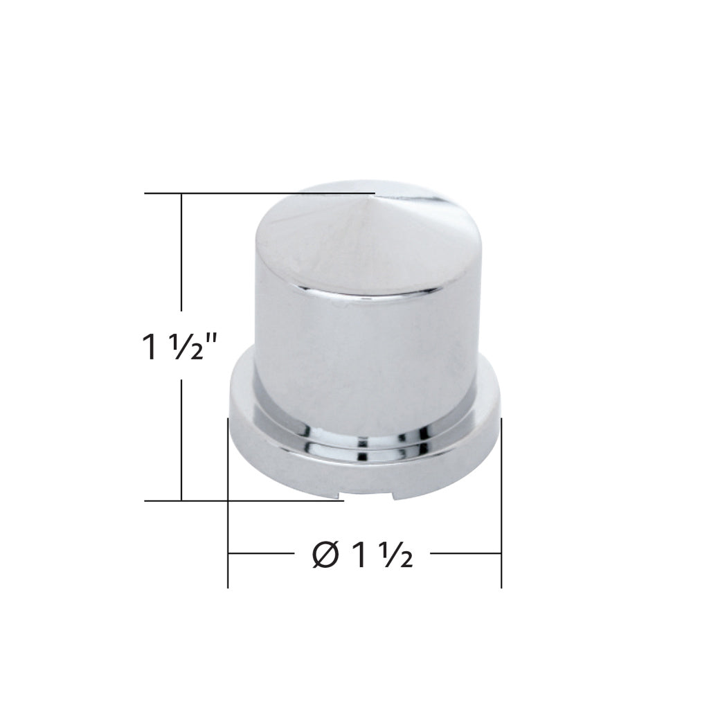 15/16" x 1-1/2" Chrome Plastic Pointed Nut Covers - 10PK Push On