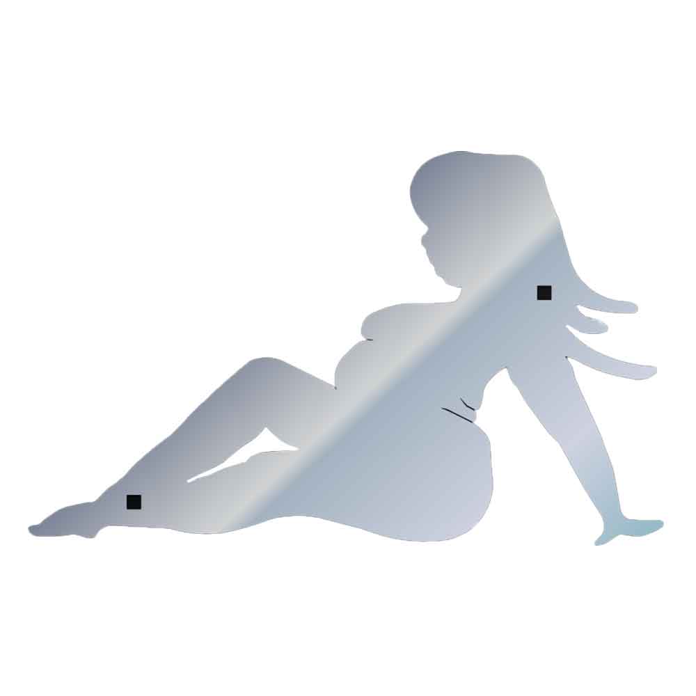 8" Curvy Sitting Lady Stainless Steel Mudflap Cutout Screw On Mount (PR)