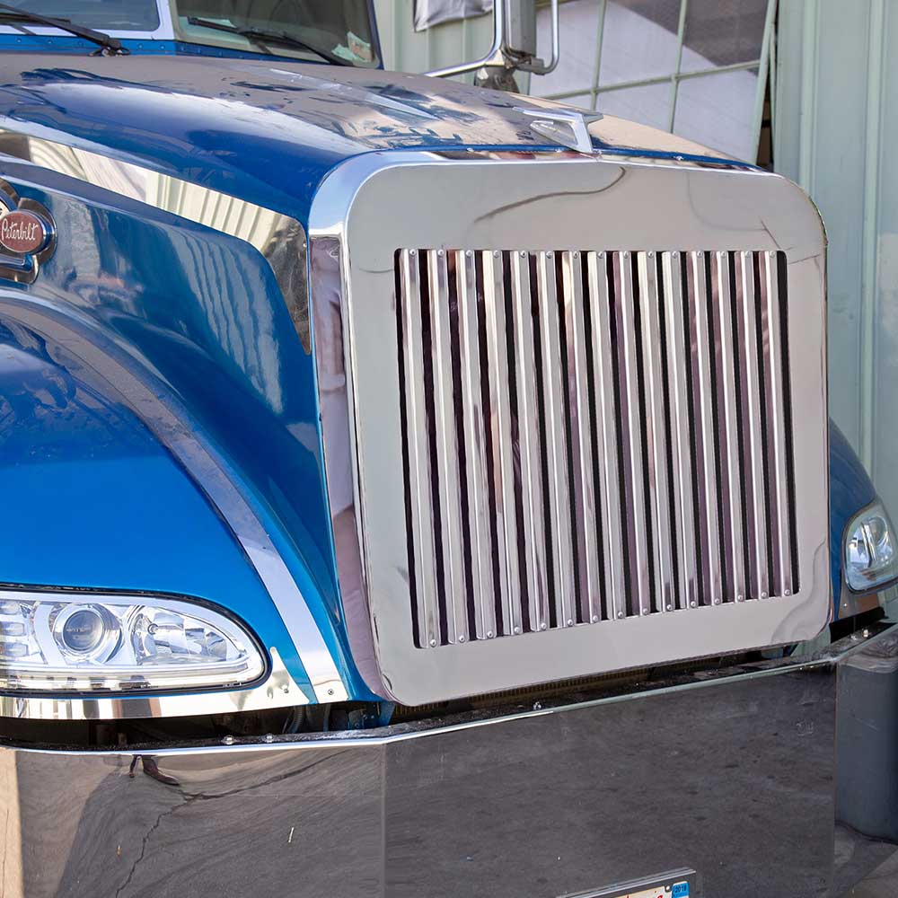 Peterbilt 386 Stainless Steel Grill Surround & Vertical Bar Insert Kit