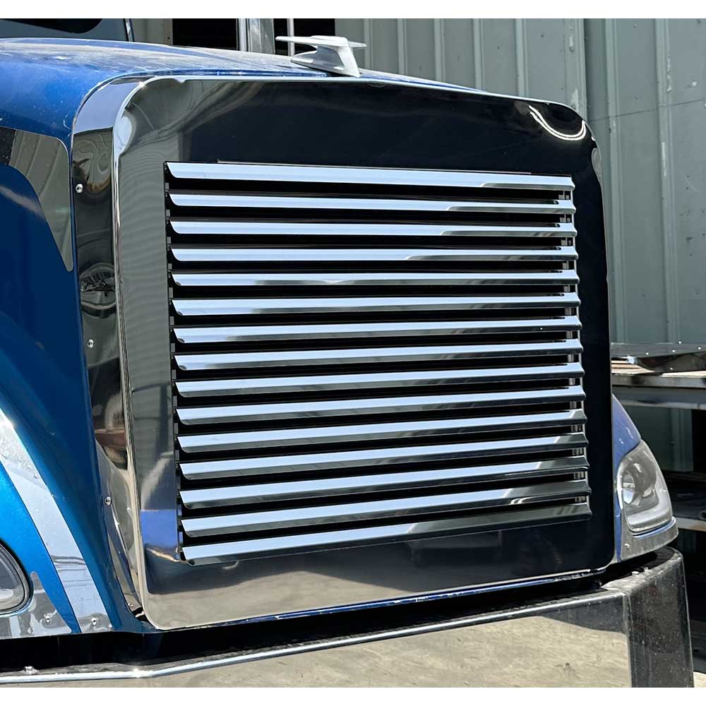 Peterbilt 386 Stainless Steel Grill Surround and Louvered Grill Kit