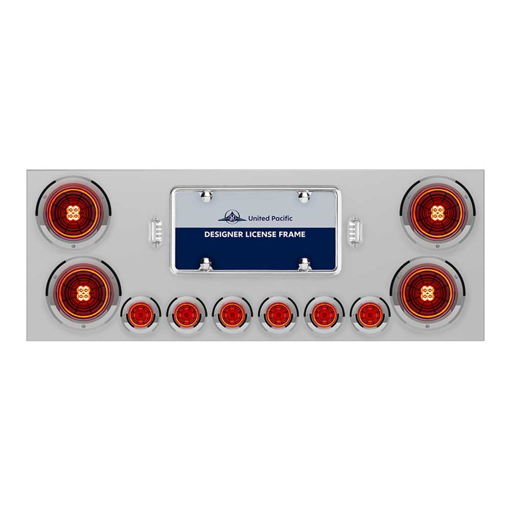Stainless Steel Center Panel with Four 4" Abyss and Six 2" LED Lights with Bezels
