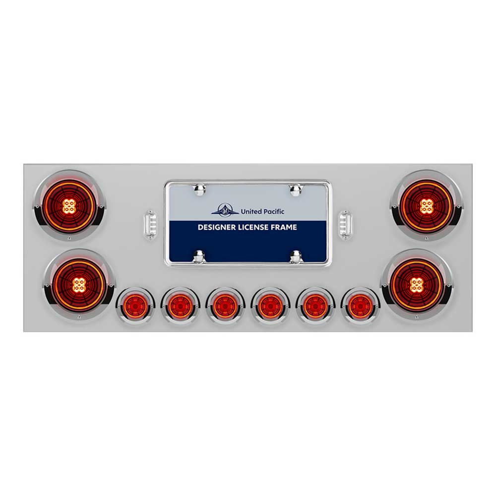 Stainless Steel Center Panel with Four 4" Abyss and Six 2" LED Lights with Visors