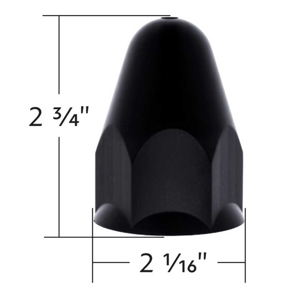 1-1/2" x 2-3/4" Matte Black Plastic Bullet Nut Cover - Push On 60PK