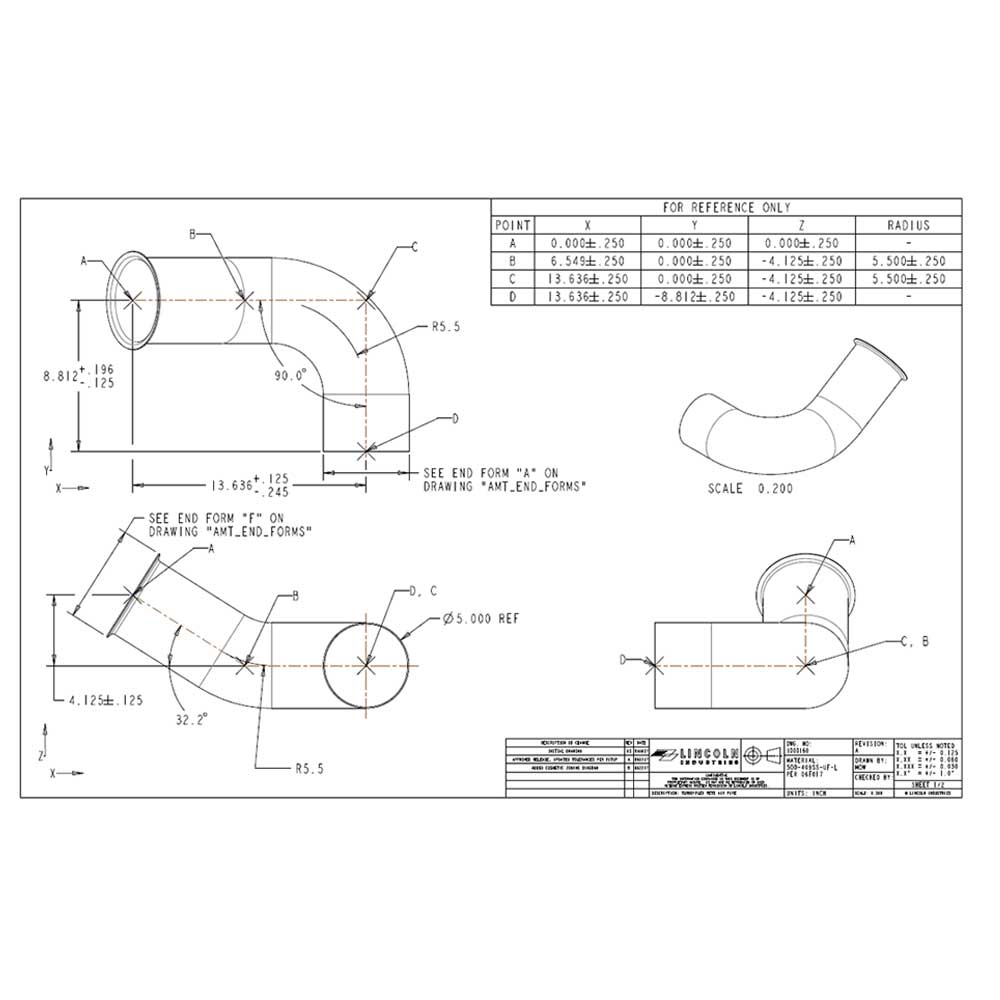PB 386, 388, 389 Turbo Down 5" Pipe for Exhaust with 3406E Caterpillar Engine