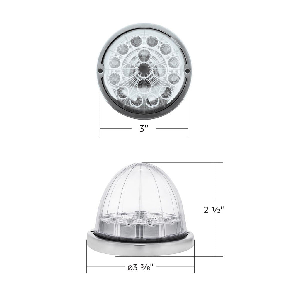 3" Double Fury 17 LED Watermelon Clear Lens w/ SS Bezel Kit