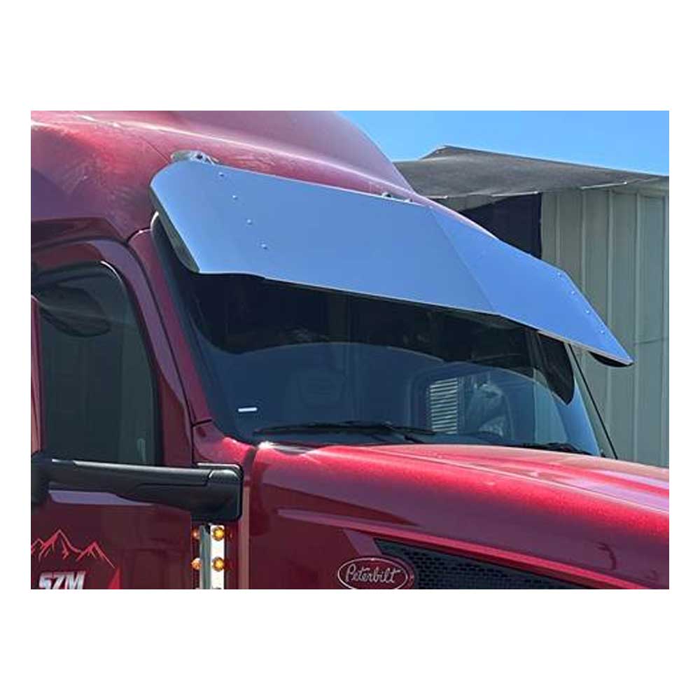 2021-2024 Peterbilt 579 Ultraloft 18" SS Drop Visor with Ten 3/4" Light Cutouts