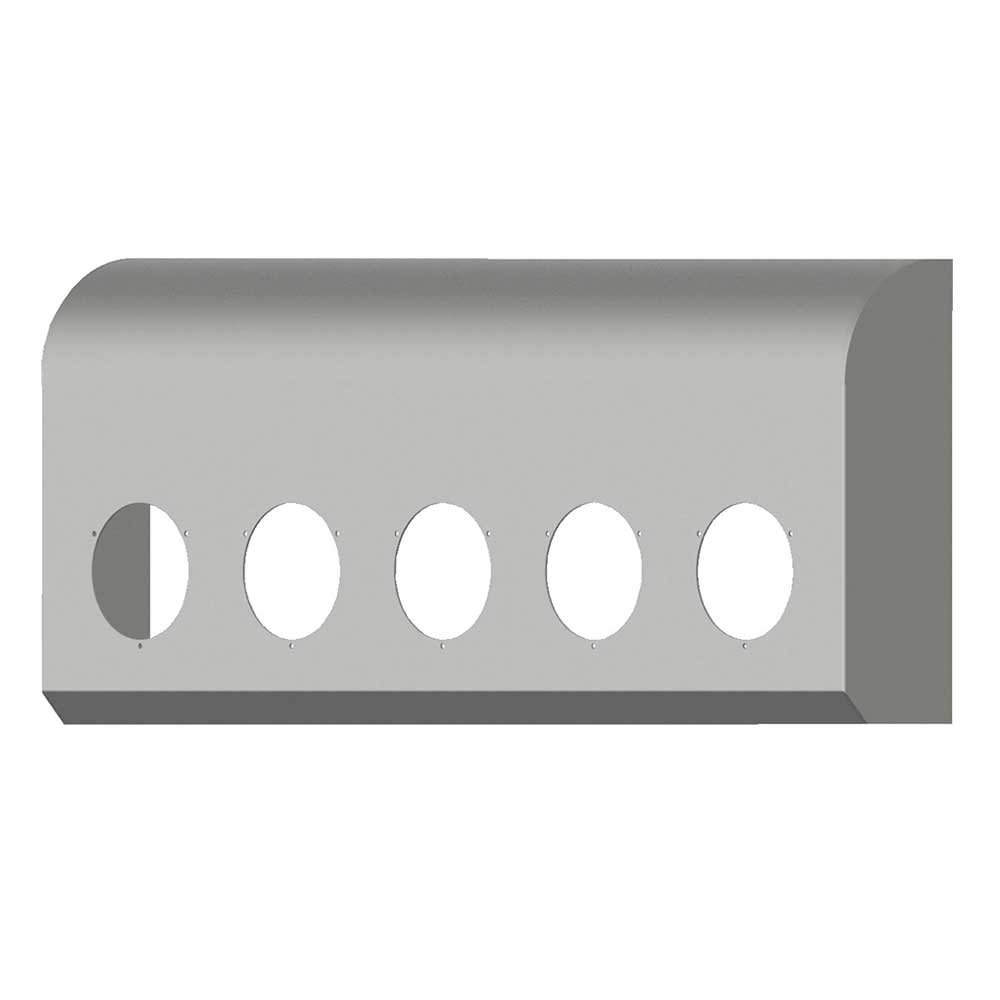 Peterbilt 386, 389 Paintable Aluminum Sleeper Shock Cover with Five 4" Hole Cutouts