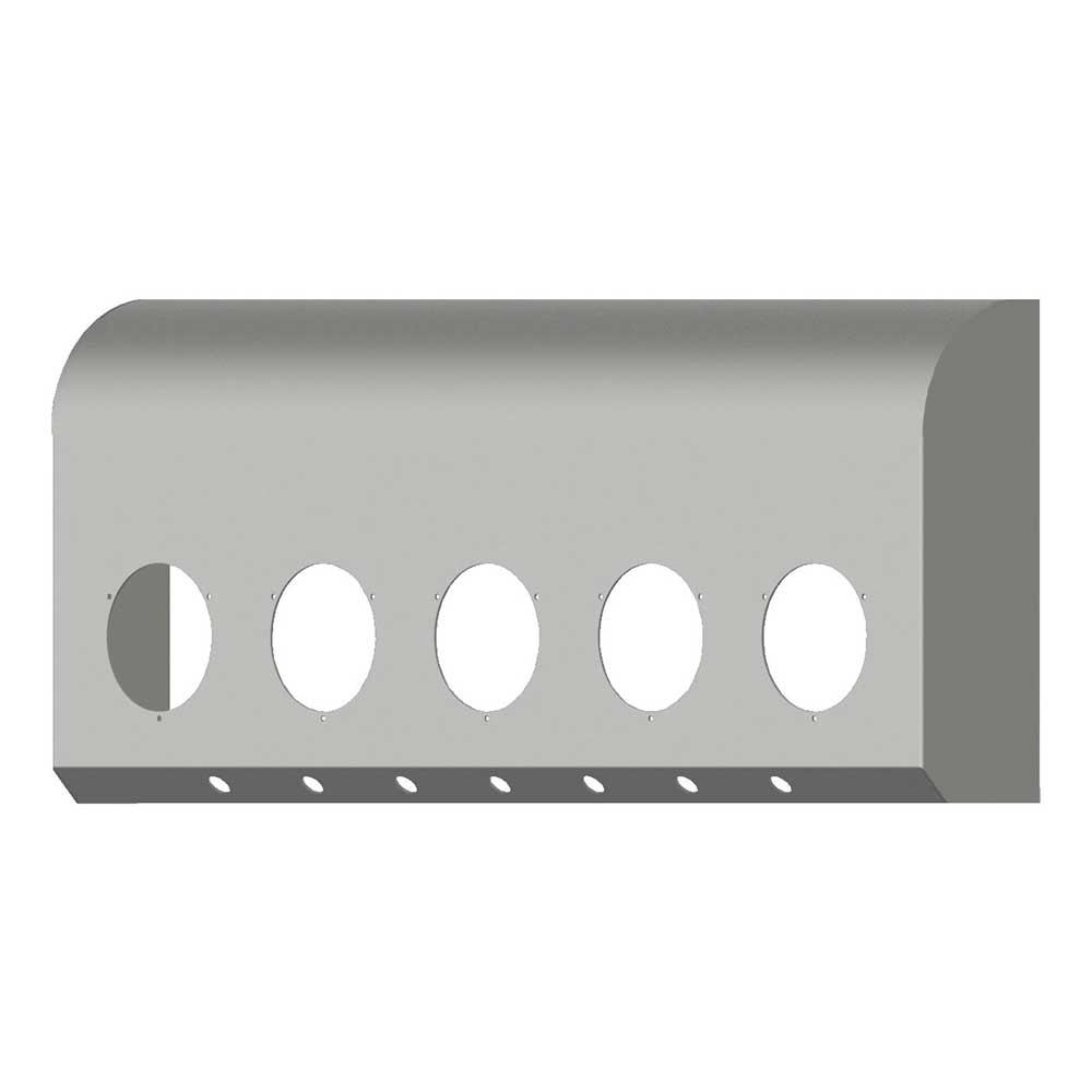 Peterbilt 386, 389 Paintable Aluminum Sleeper Shock Cover with Five 4" Hole and Seven 3/4" Hole Cutouts
