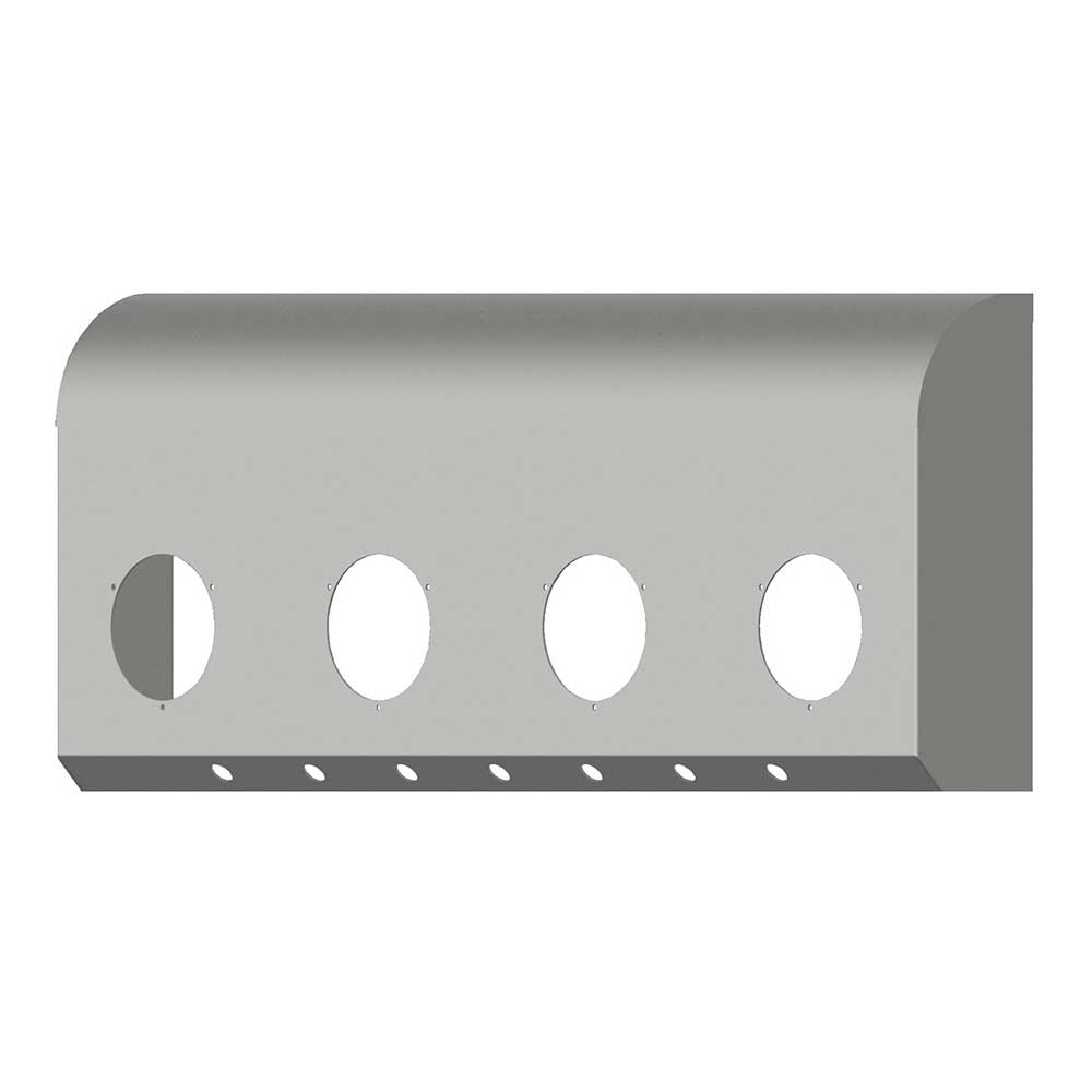 Peterbilt 386, 389 Paintable Aluminum Sleeper Shock Cover with Four 4" Hole and Seven 3/4" Hole Cutouts