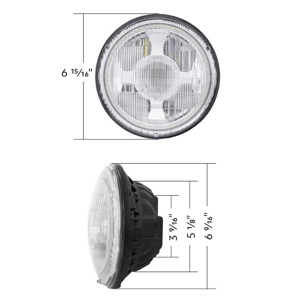 7" Ultralit High Power Projection LED Light with Dual Color LED Halo and Classic Style Lens
