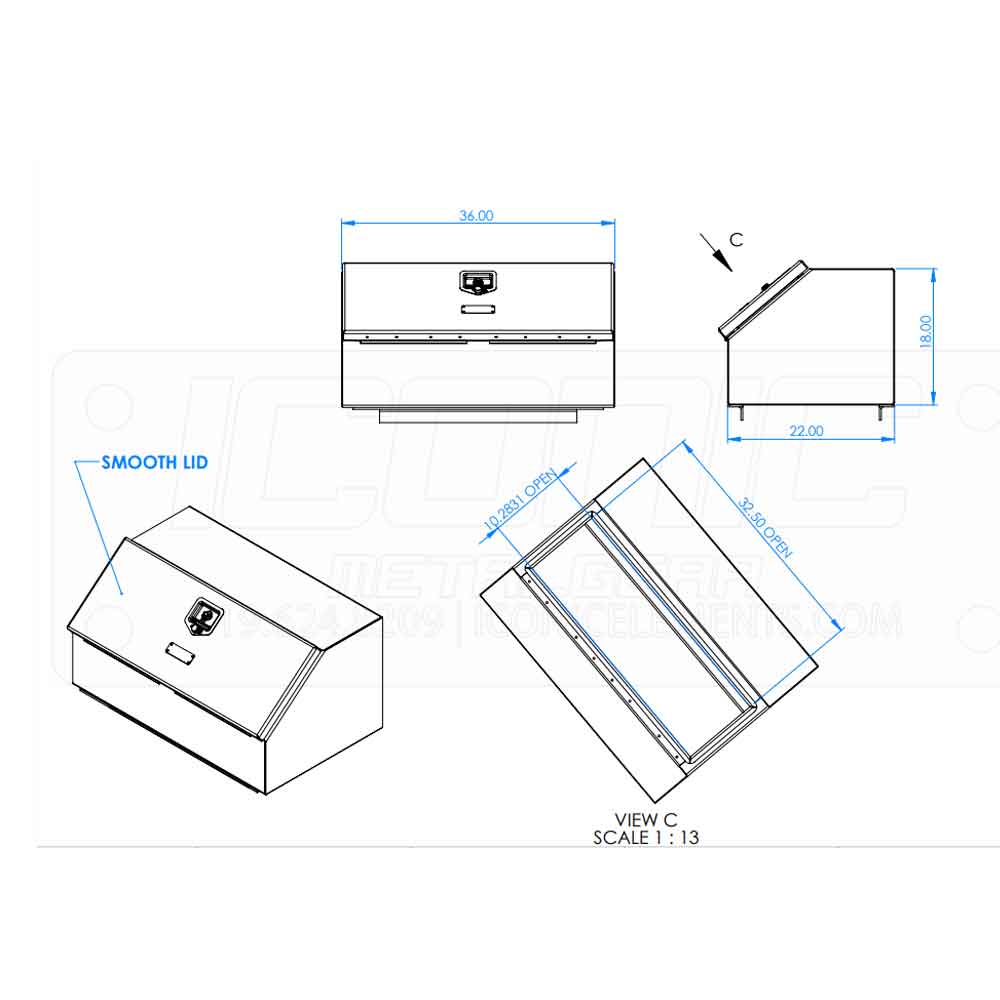 Smooth 36" x 18" x 22" Boot Box
