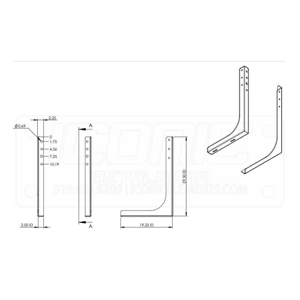 30" Steel L Mounting Brackets