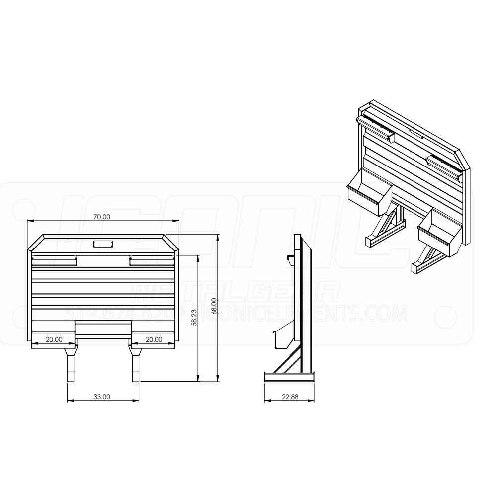 70" x 68" Cab Rack with Spilt Chain Trays