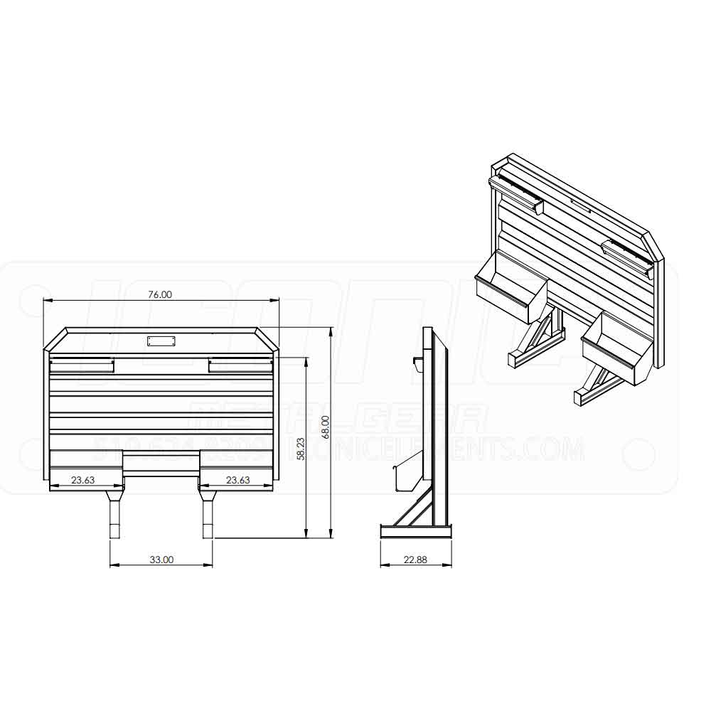 76" x 68" Cab Rack with Split Chain Trays