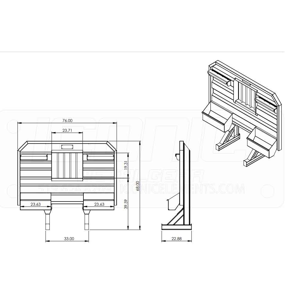 78" x 68" Jail Window Cab Rack with Split Tray