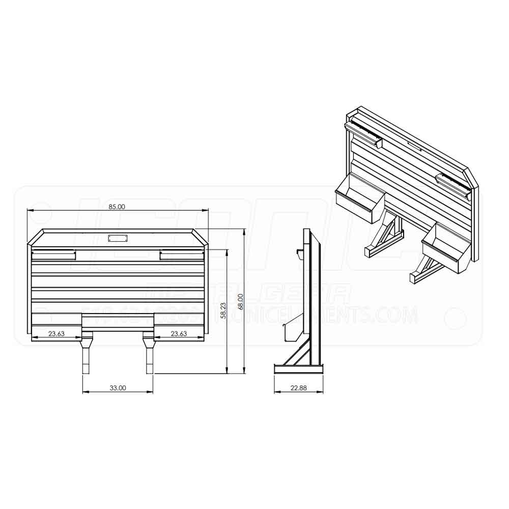 86" x 68" Cab Rack with Split Tray