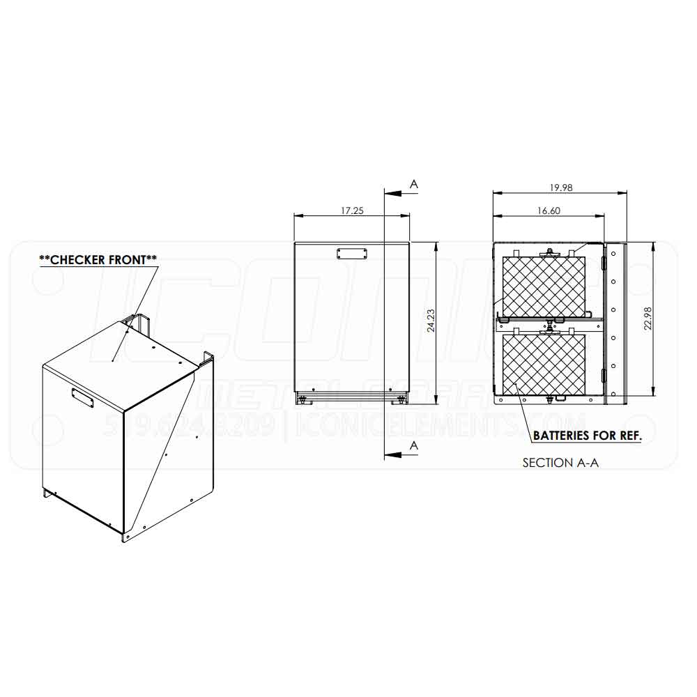 18" x 23" x 28-1/2" No Step Battery Box