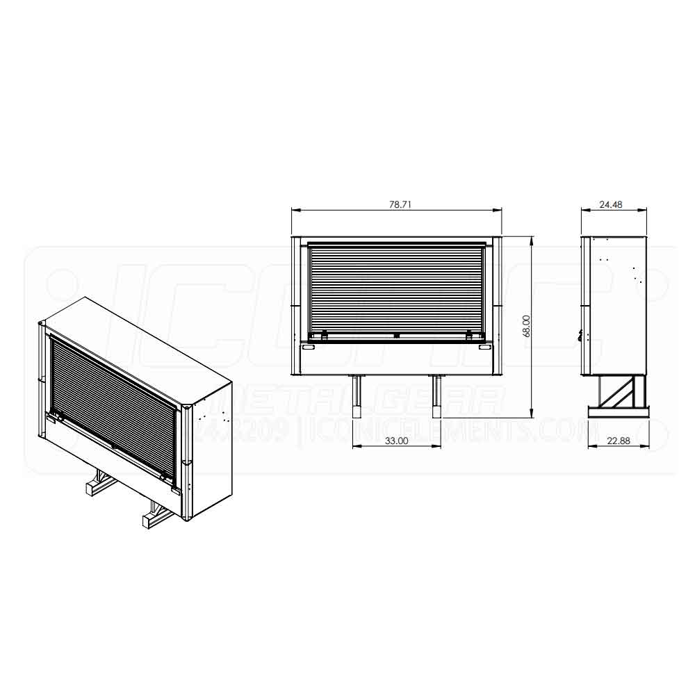78" x 68" x 24" Roll Up Cab Rack
