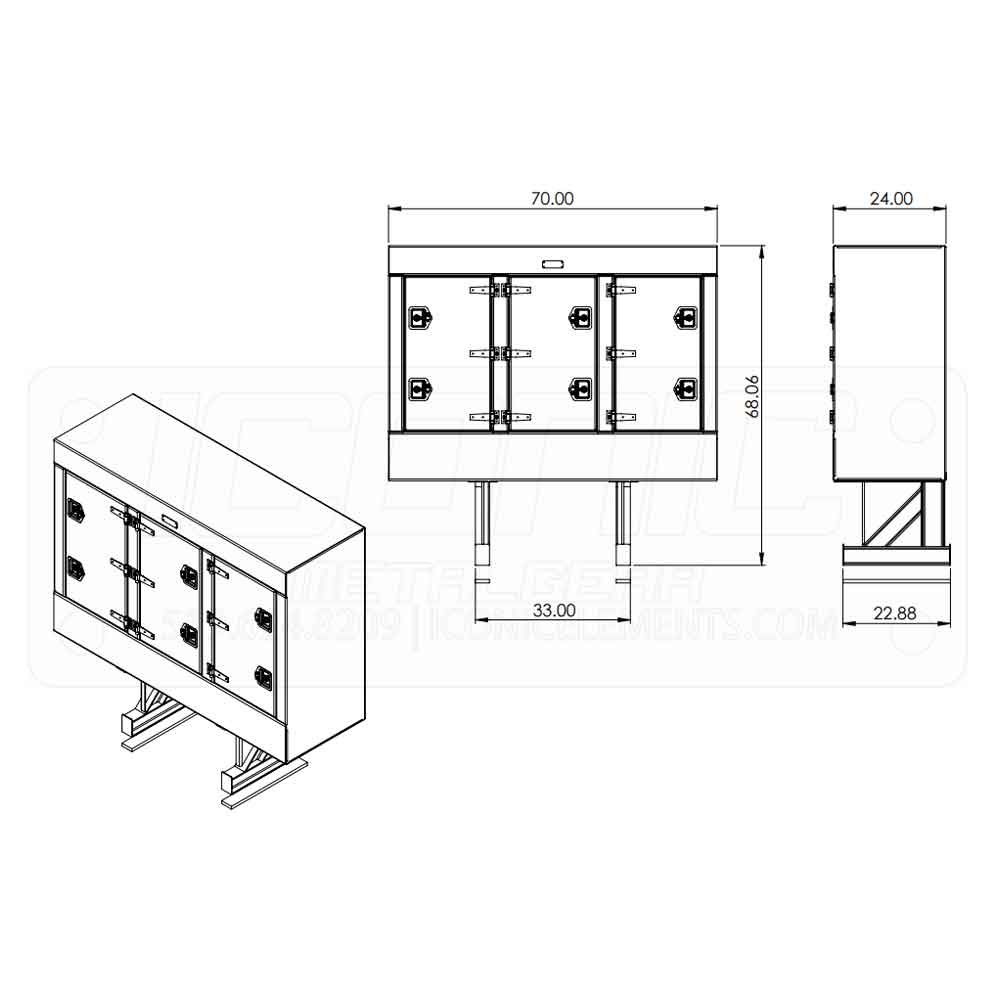 70" x 68" x 24" Enclosed Cab Rack