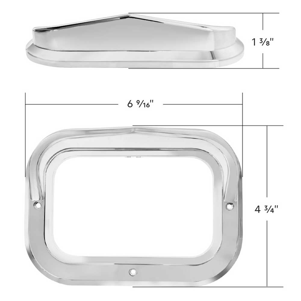 4" x 6" Chrome Plated Rectangle Bezel with Visor