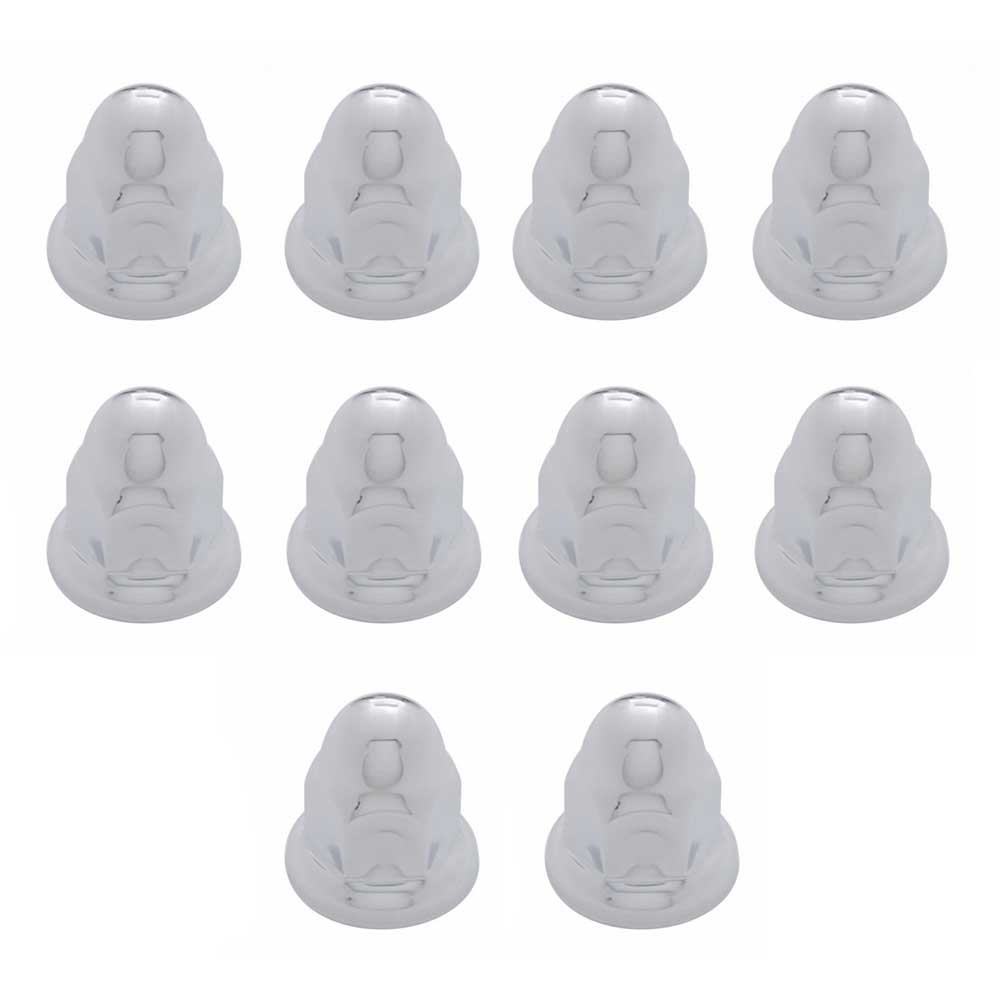 33mm x 2" Chrome Steel Nut Cover with Flange - Push On, 10-Pack