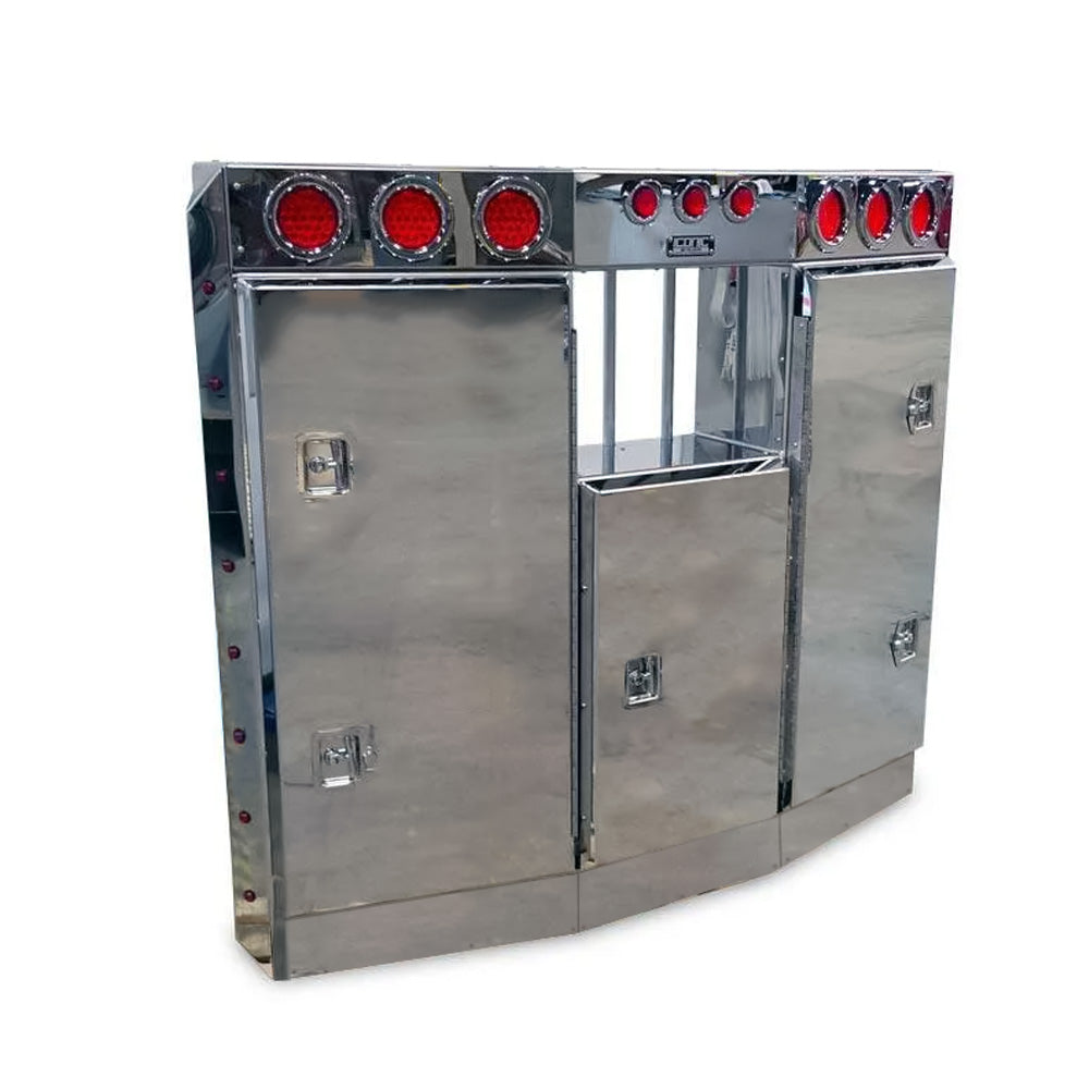 80" Angled Face Stainless Steel Door Enclosed Headache Rack with Window