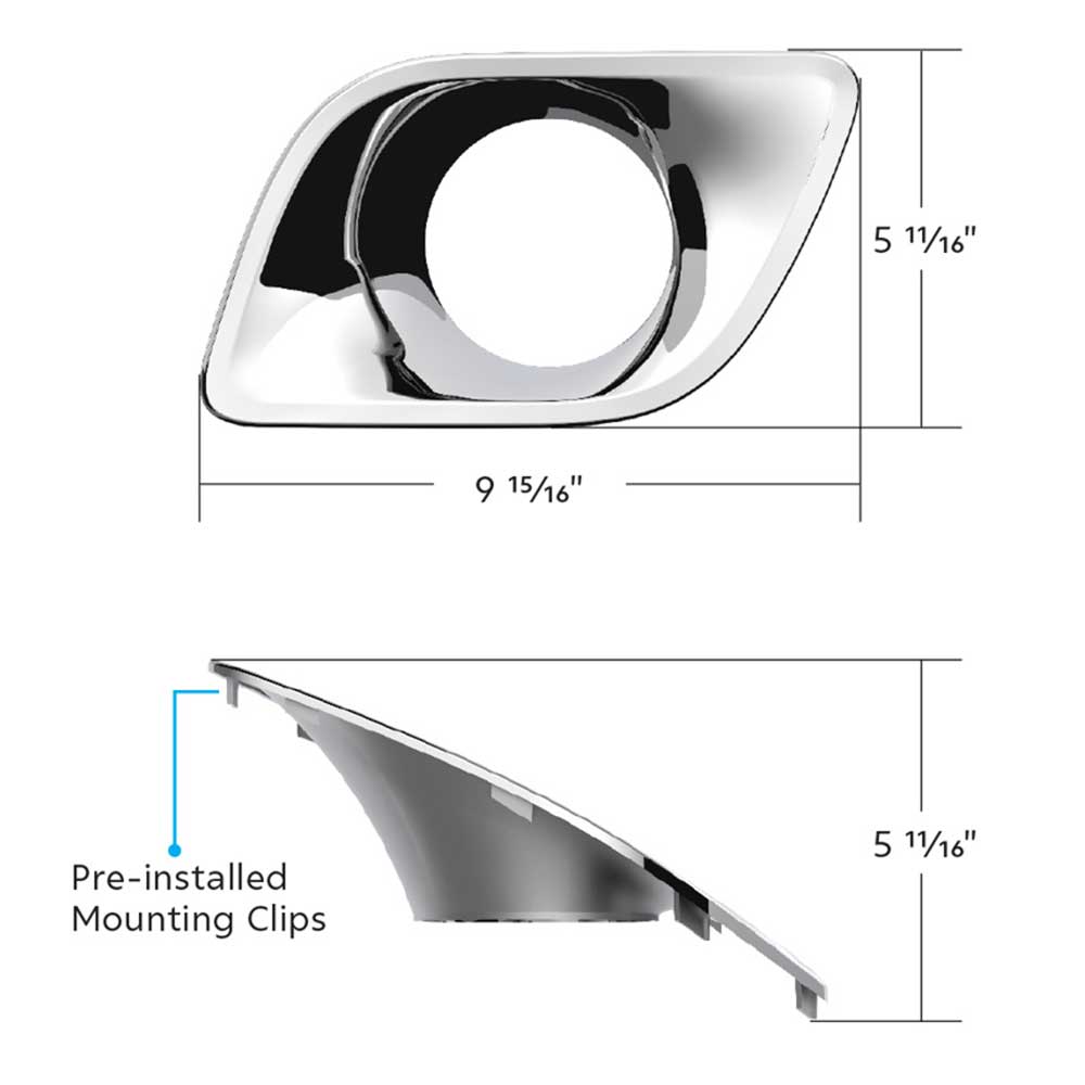 2013 - 2021 Kenworth T680 Chrome Fog Light Bezel