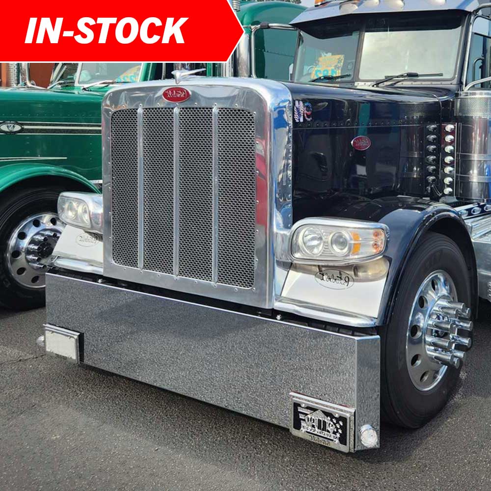 22" Peterbilt 357, 378, 379 Mitered End Chrome Plated with Watermelon Side Cutouts with Blind Mount