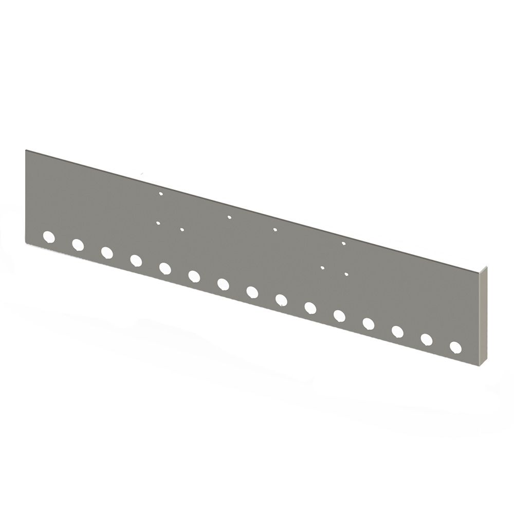 22" Peterbilt 357, 378, 379 Boxed End Bumper with Fifteen 2" Light Cutouts