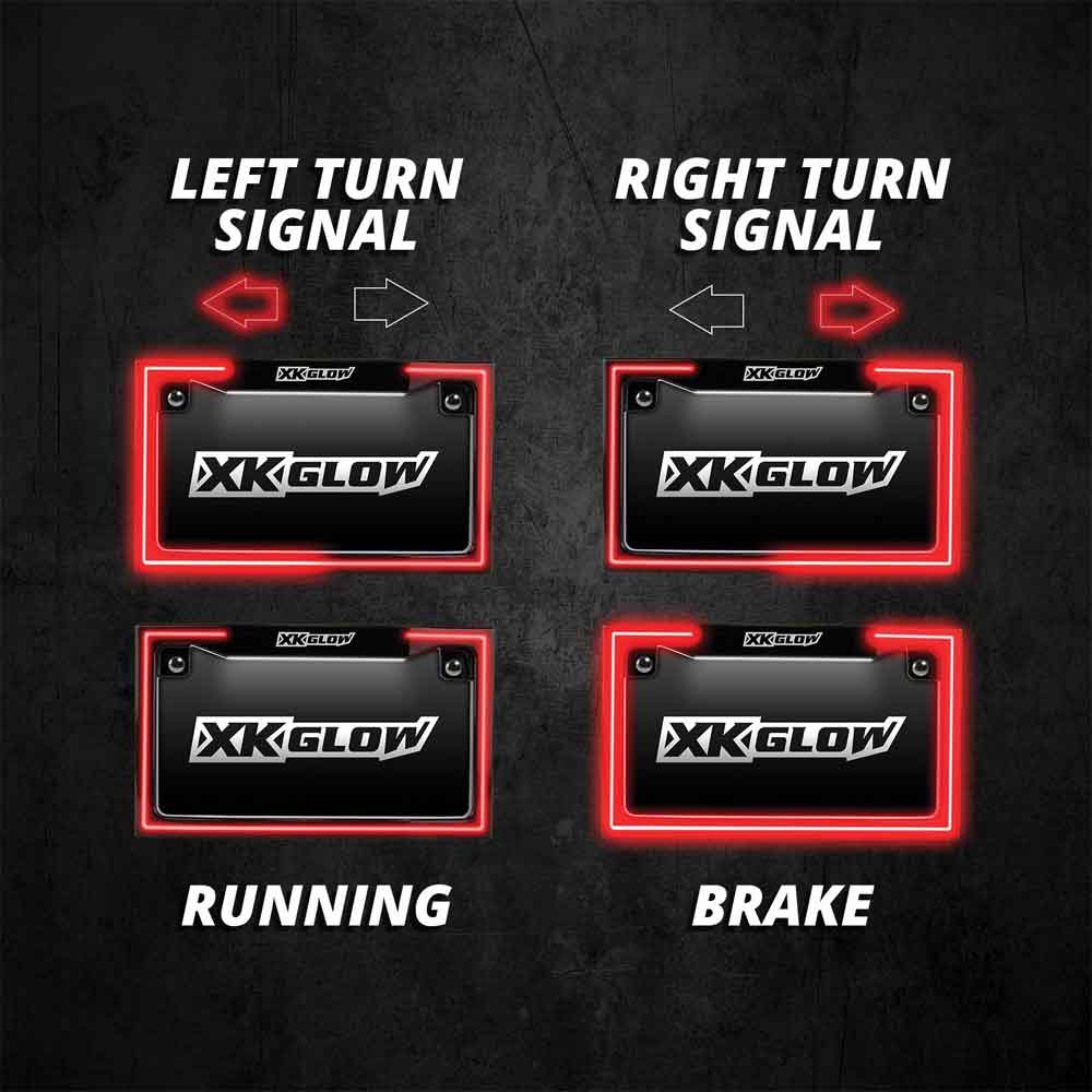 Chrome Motorcycle LED License Plate Frame with Running Turn and Brake