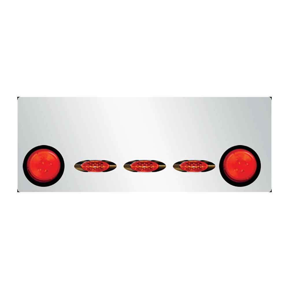 Universal Rear Center Panel with Two 4" Red LEDs & Three Oval Red LEDS.