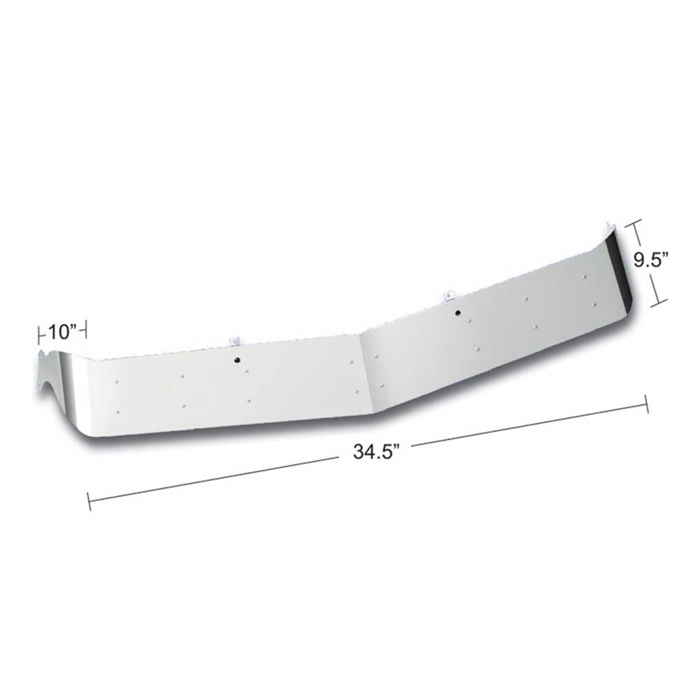 Mack CH, CX, Granite Vision 9-1/2" Stainless Steel Visor Without Roof Fairing