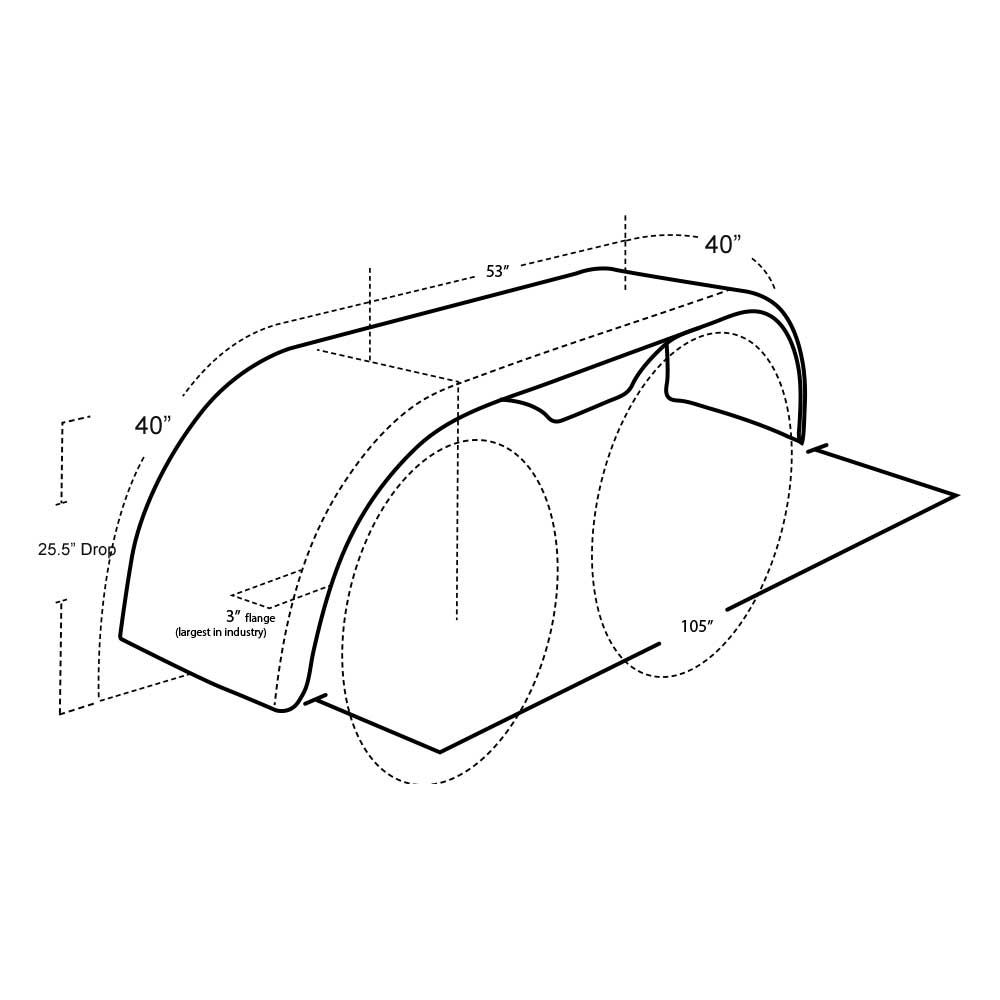 133" 304 SS Mirror Finish Full Flanged Tandem Smooth Fender with Mounting Kit