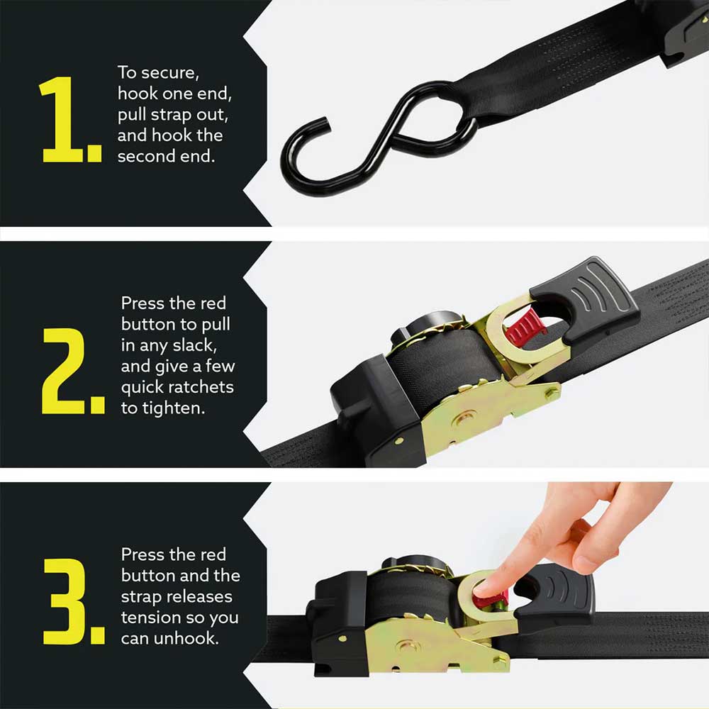 1" x 10' Retractable Ratchet Strap