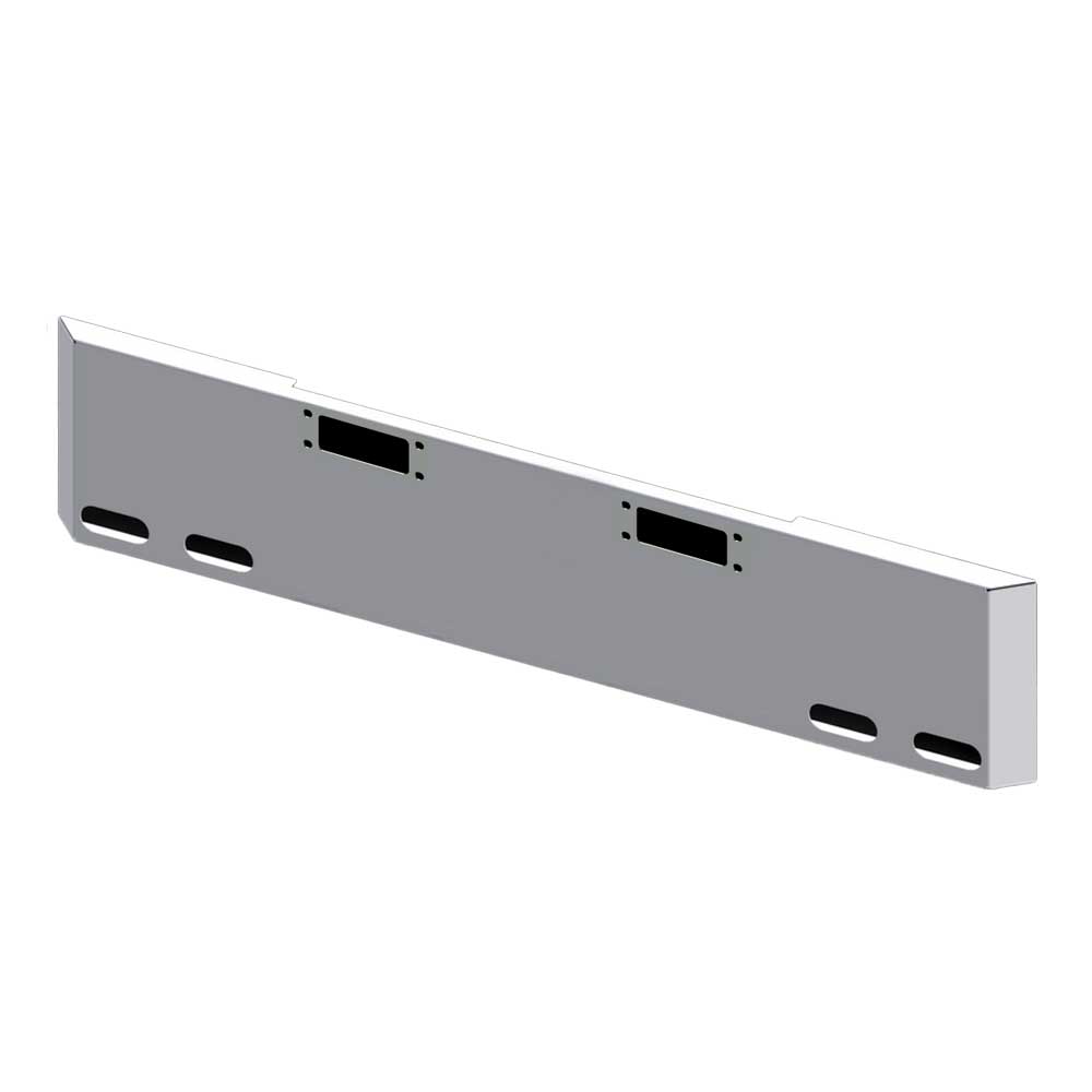 20" Peterbilt 359 Chrome Mitered End Bumper with Four Oval Light and Tow Cutouts