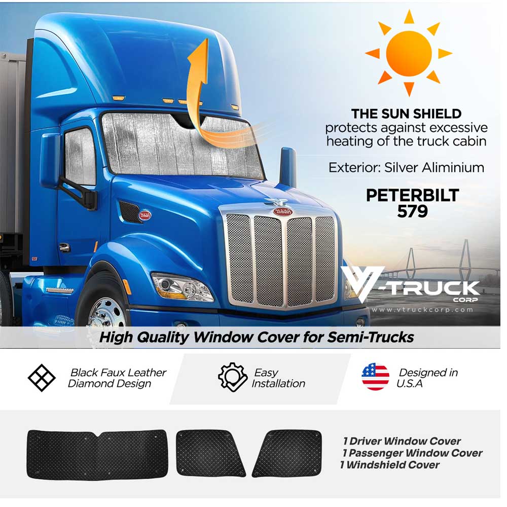 Peterbilt 579, 567 Three Piece Sun Shields Kit