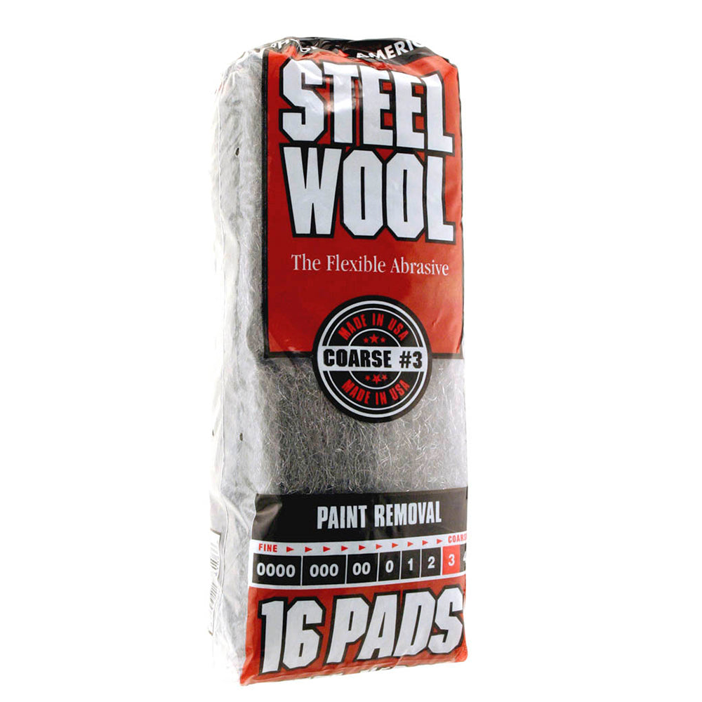 Coarse Steel Wool, Grade #3, 16-Pack