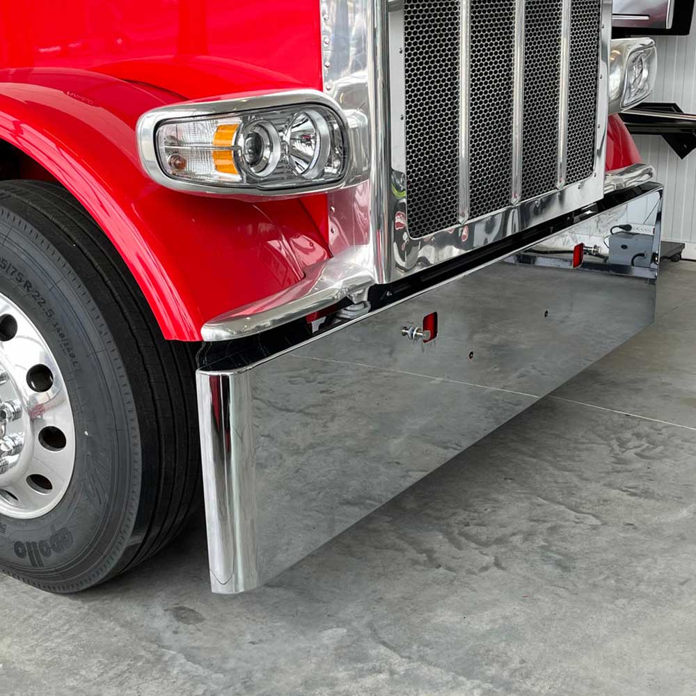 18" Peterbilt 365, 367, 388, 389, 567 Kenworth W990 Rolled End Chrome Bumper with Tow Holes