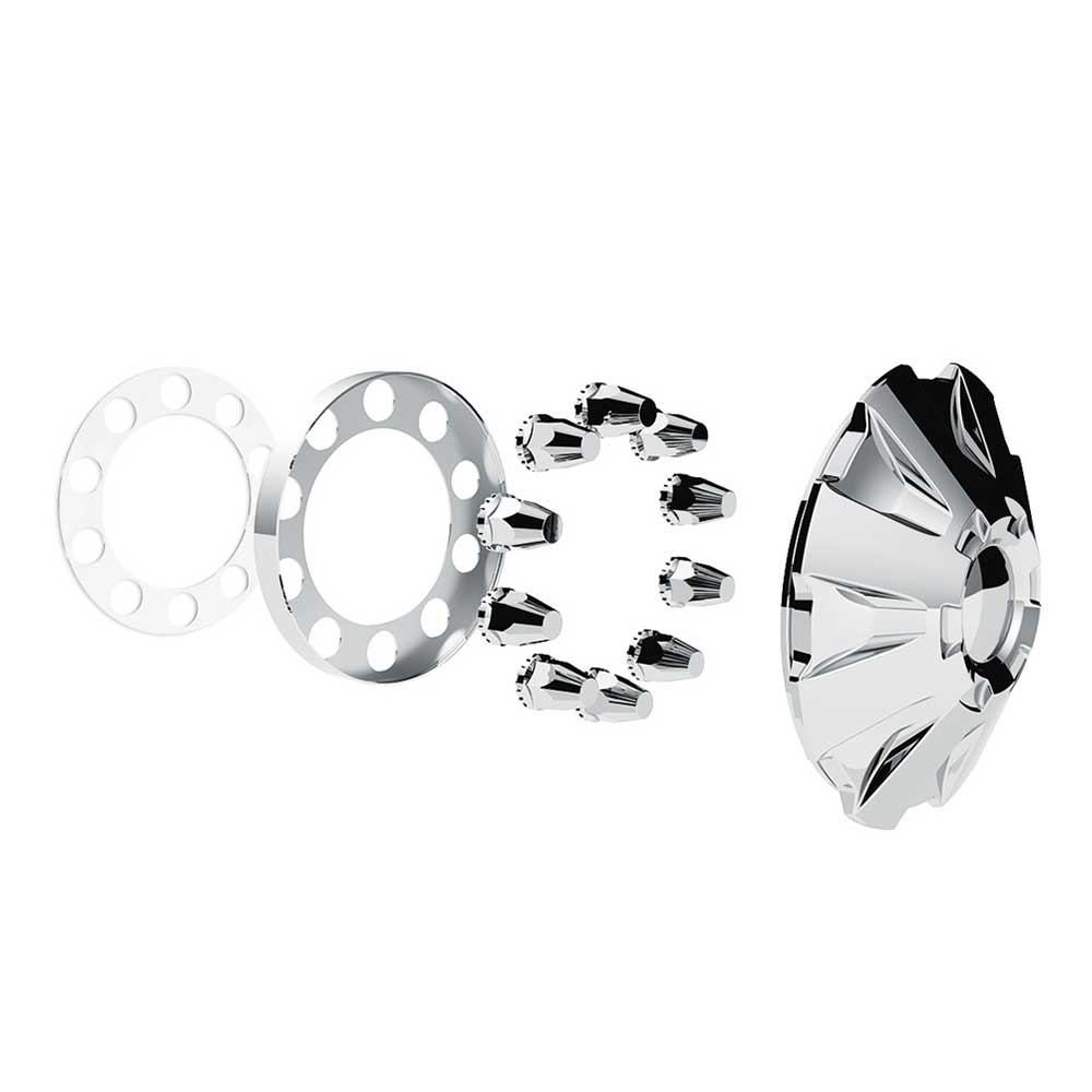 Rubicon Front Axle Chrome Cover Kit with 33mm Thread-On Nut Covers