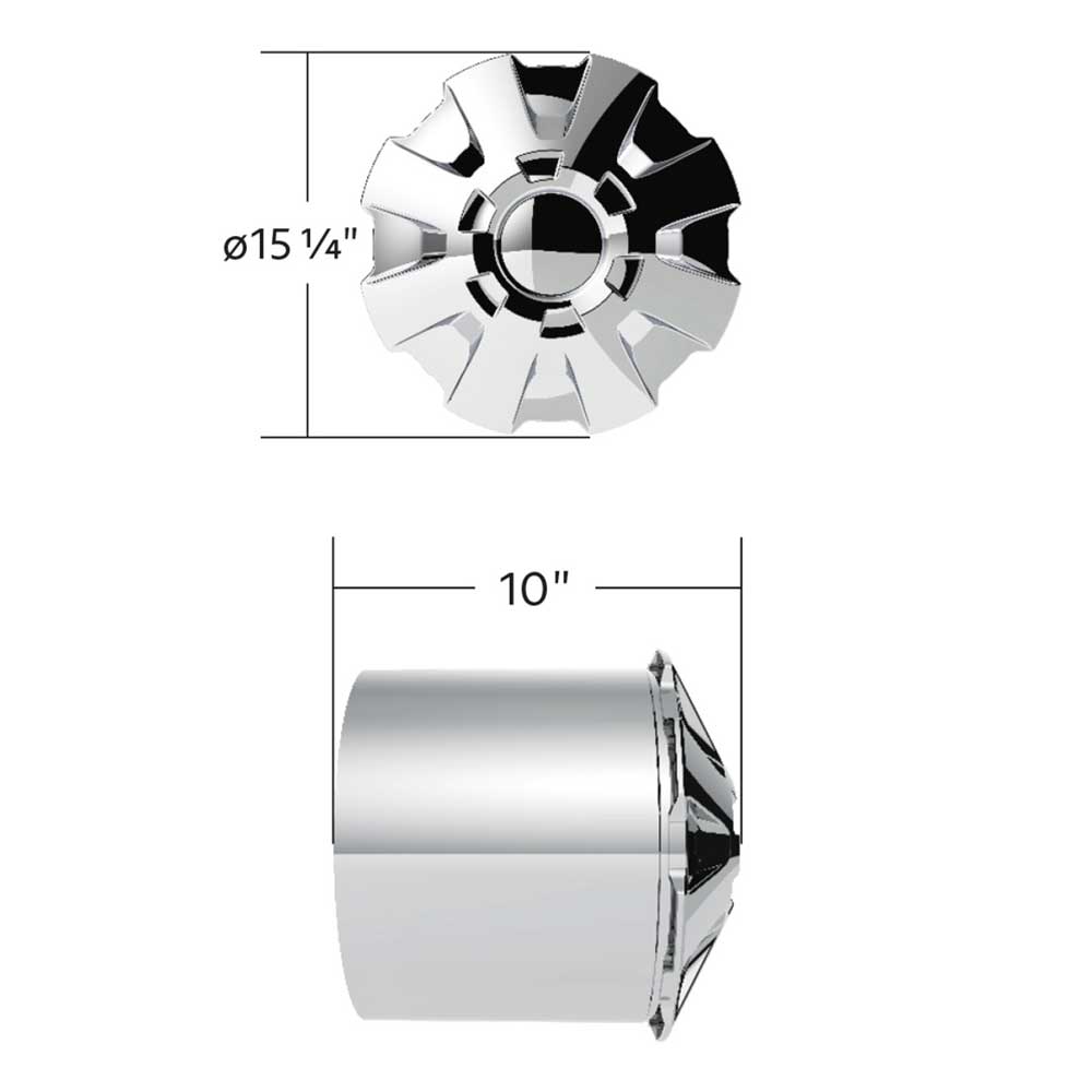 Rubicon Rear Axle Chrome Cover Kit with 33mm Thread-On Nut Covers