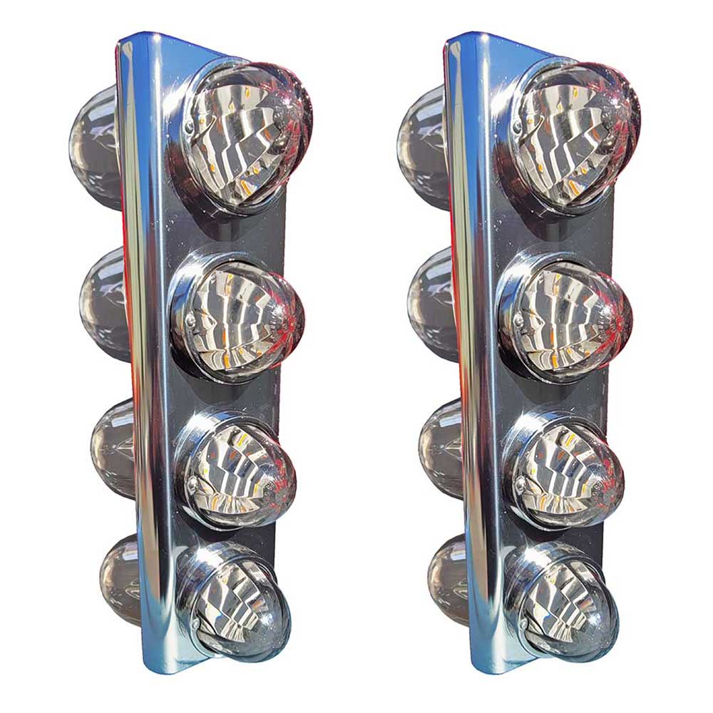 17" Stainless Steel Rounded Filter Panel with Four Watermelon Lights Holes "“ Pair