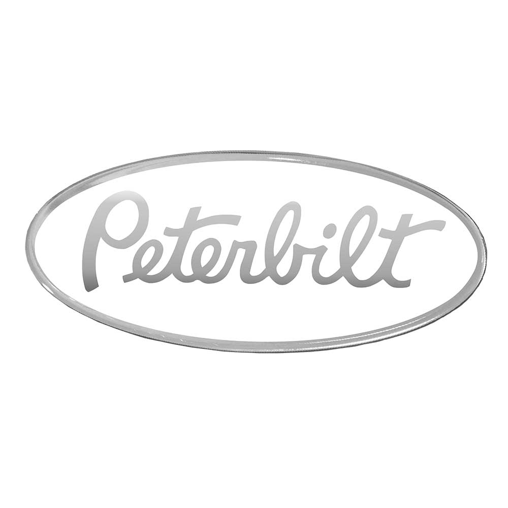 Peterbilt Oval Emblem in White and Chrome