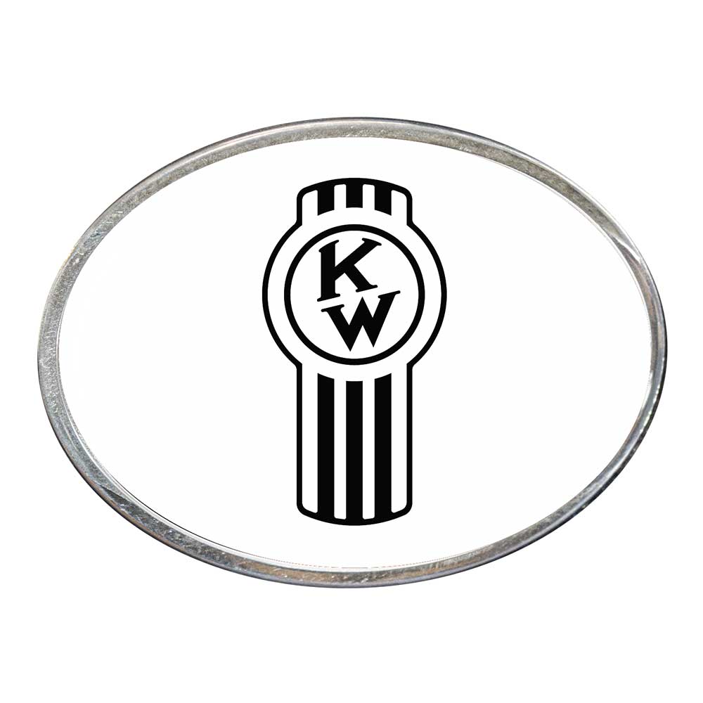 Old Style Kenworth Logo Oval Billet Aluminum with Resin Belt Buckle