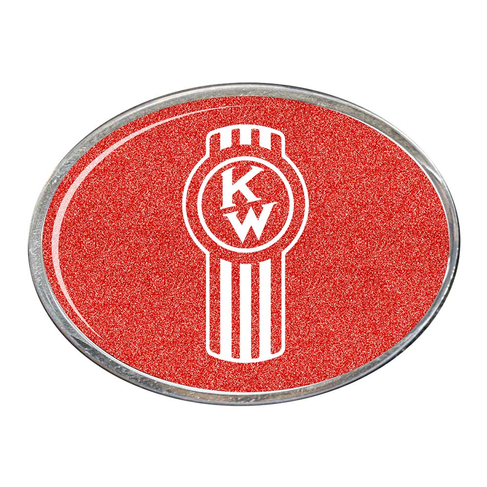 Old Style Kenworth Logo Oval Billet Aluminum with Resin Belt Buckle