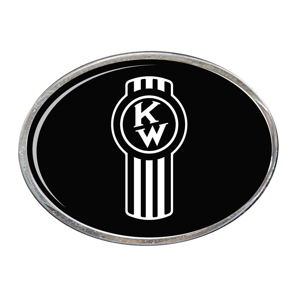 Old Style Kenworth Logo Oval Billet Aluminum with Resin Belt Buckle
