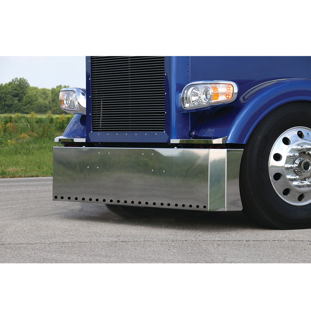 FL Classic 2003 and Older Stainless 18" Mitered Short Radius End Bumper with 3/4" Light Cutouts