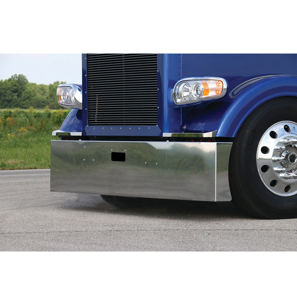 PB 379 Stainless 20" Boxed Short Radius End Bumper with 3/4" Underglow Light Cutouts and Tow Hole